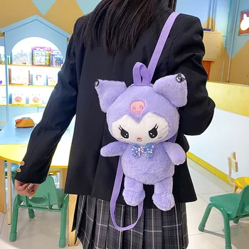 Корейская версия милого плюшевого рюкзака Sanrio, Kawaii, мягкий студенческий рюкзак Kuromi, мультяшная сумка через плечо, подарки на день рождения для детей