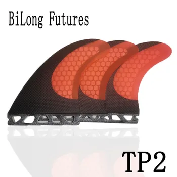 Плавники BiLong Futures для доски для серфинга, плавники Thruster Tri Fin, 3 шт. Комплект, размер TP2, углеродное стекловолокно, соты, Quillas, Плавники для серфинга.