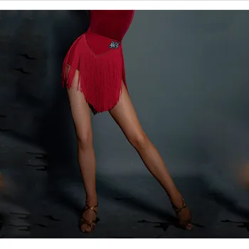 Женское нерегулярное платье для латиноамериканских танцев, юбка для латиноамериканских танцев 2023, новая юбка с кисточками, модная юбка для взрослых, черный, красный