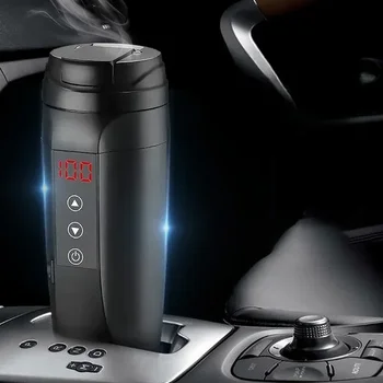 300 мл / 500 мл интеллектуальный автомобильный обогреватель с цифровым дисплеем, серебристый / черный автомобильный обогреватель для воды, подходит для поездок на автомобиле