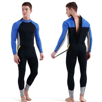 DM07 3 мм неопреновый гидрокостюм для мужчин на молнии сзади, 3-слойный водолазный костюм для всего тела для подводного плавания, серфинга, снаряжения для подводного плавания с аквалангом