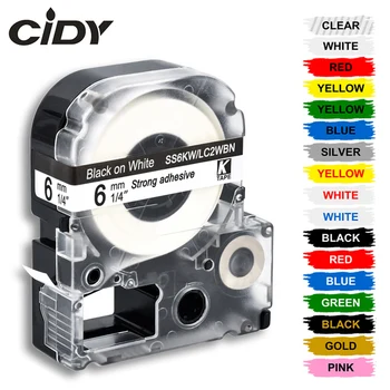 CIDY 1шт 6 мм Многоцветные ленты для этикеток, совместимые с SS6KW/LC-2WBN9 LC2WBN, для принтеров kingjim для LW300, LW400