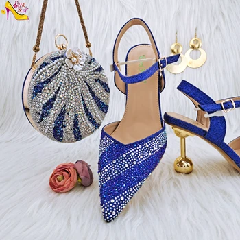 Идеальная интерпретация сути моды в Нигерии - Высококачественные синие туфли на высоком каблуке и сумки в комплекте, чтобы раскрыть ваш модный вкус!
