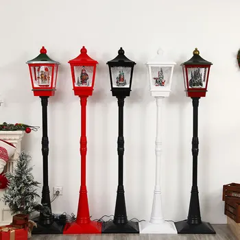 Рождественские украшения в западном стиле, Черный музыкальный Санта, Вертикальный Рождественский уличный фонарь, падающий снег