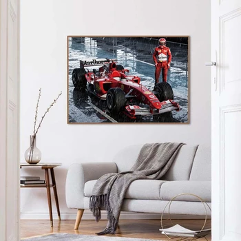 Автомобиль Ferrari F2004 F1 Racing Спортивная картина на холсте, плакат, настенная роспись, Популярная гостиная, спальня, Домашний декор, Бескаркасный