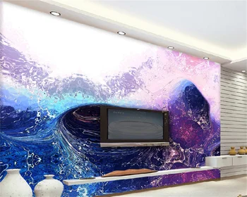 Wellyu Пользовательские обои современный индивидуальный цвет абстрактная мечта море гостиная ТВ фон настенная декоративная роспись фреска