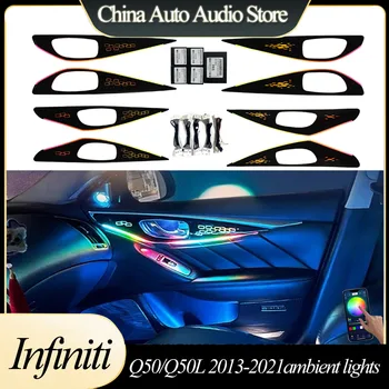 Светодиодная декоративная лампа для Infiniti Q50 2013-2021 Замена светодиода в салоне 64-цветная лампа окружающего освещения в стиле атмосферной модели автомобиля