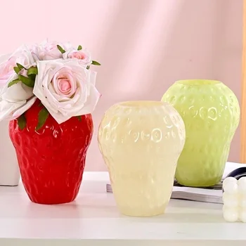 Большие современные Декоративные стеклянные вазы В форме клубники, устройство для вставки цветов в стиле вазы, украшение комнаты для рукоделия, Домашний декор