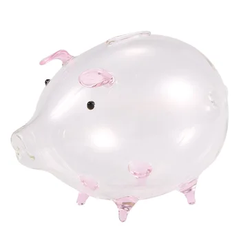 Свинья-копилка, копилки для денег, коробка для сбережений монет, Милый сувенир из прозрачного стекла, подарок на день рождения для детей, Дети-Розовый