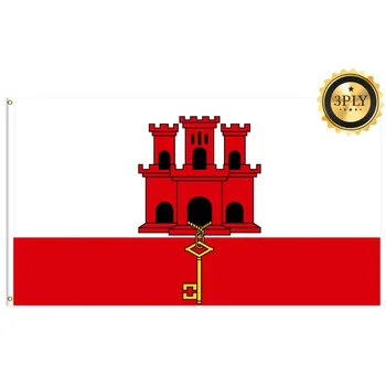 Флаг Гибралтара двухслойный с затеняющей тканью 90 * 150, праздничный универсальный флаг, флаг веерного цвета.