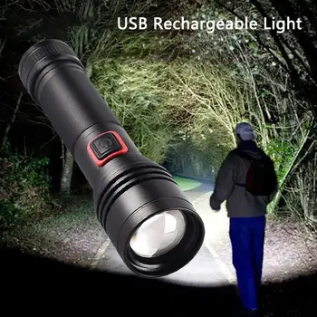 Новый многофункциональный портативный аварийный Сильный свет, прожектор, USB Перезаряжаемый светодиодный фонарик