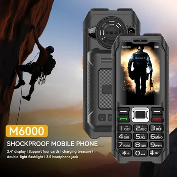 Прочный Мобильный Телефон M6000 GSM 2G Сеть 4 SIM-Карты Magic Voice 3,5 мм Разъем 2,4 