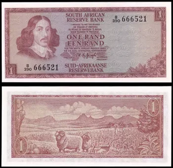 1973-1975 Южная Африка Оригинальные банкноты в 1 ранд UNC ((Предметы коллекционирования Fuera De uso Ahora)