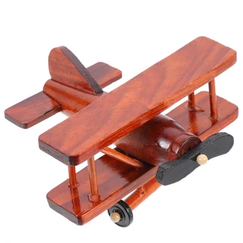 Деревянная модель самолета Декор Деревянный Винтажный орнамент самолета для домашнего рабочего стола поделки из дерева