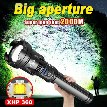 1000000LM Мощные светодиодные фонари Super XHP360, самый мощный тактический модный перезаряжаемый фонарь, охотничий ручной фонарь