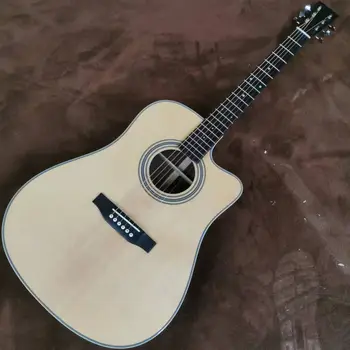 41-дюймовая акустическая гитара серии D28 из цельного дерева с отсутствующей угловой дубовой панелью для пальцев