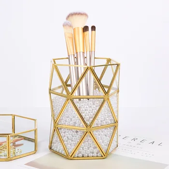 Стеклянная бочка для хранения Nordic ins golden beauty brush держатель ручки для хранения кистей для макияжа