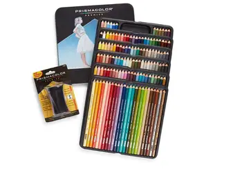Цветные карандаши Prismacolor Premier с мягкой сердцевиной, 132 упаковки (4484) с точилкой для карандашей Premier (1786520)