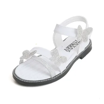 Сандалии-бабочки для маленьких девочек, Летние Уличные пляжные водные туфли на мягкой резиновой подошве с закрытым носком, платье, Ползунки для малышей, обувь