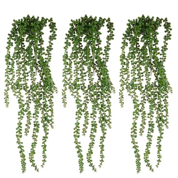 3шт искусственных подвесных растений Нитка жемчуга Поддельные нити слез Сочная лоза Искусственная нитка жемчуга растение