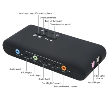7,1-Канальный USB Soundbox Внешняя Стереозвукокарта USB 8-Канальный Выход DAC с 2 Микрофонными Головками SPDIF для Домашних Настольных Динамиков