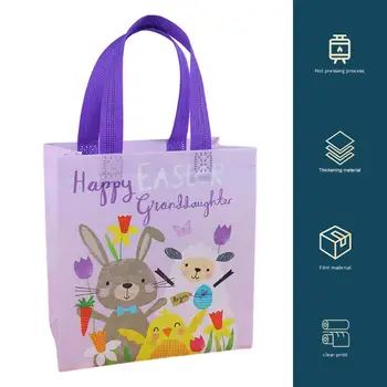 Портативная Пасхальная Сумочка Easter Egg Tote Пасхальный Кролик Из Нетканой Ткани Для Угощений Сумка-Тоут Shopper Подарочная Сумка 4 Упаковки