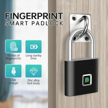 KERUI Бесключевой USB-зарядный замок с отпечатком пальца, умный замок, водонепроницаемый дверной замок, 0,2 секунды разблокировки, портативный противоугонный замок, цинк