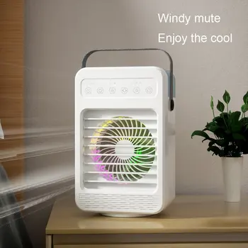 Мини-кондиционер, вентилятор-охладитель воздуха с подсветкой Atmosphere Light USB, многофункциональный охлаждающий вентилятор, настольный офисный увлажняющий вентилятор