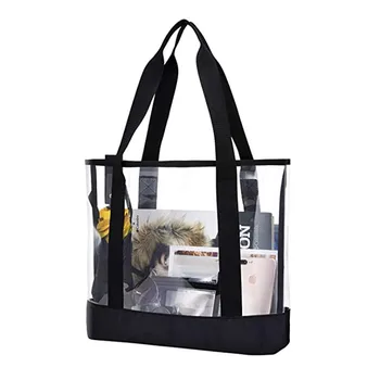 Готовая прозрачная сумка для покупок из ПВХ, 20-дюймовая прозрачная сумка, большая переносная школьная женская сумка для скамеек
