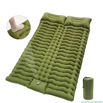 Двойной спальный коврик для кемпинга, Самонадувающийся коврик, спальный матрас с подушкой для пеших прогулок на открытом воздухе, Надувной матрас для путешествий на 2 персоны