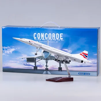 Самолет Concorde Air авиакомпании British Airways в масштабе 1/125 50 см, самолет из смолы с подсветкой, шасси, модель игрушки