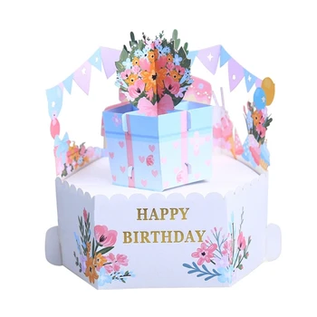 Букет цветов, 3D всплывающие открытки, Поздравительная открытка на День рождения, Открытки на День матери, Подарок с конвертом для мамы, жены, подруги, девушки