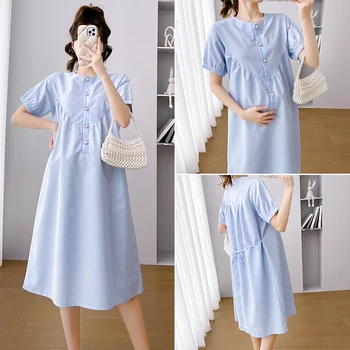 D52161 # Макси-платье для кормления грудью, модное свободное платье на пуговицах большого размера, для беременных, платье для кормления грудью