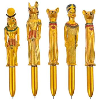 Оптом 5 шт Шариковая ручка египетской формы, милые чернильные ручки для письма, канцелярские принадлежности, канцелярские принадлежности, подарки для вечеринок, случайный узор