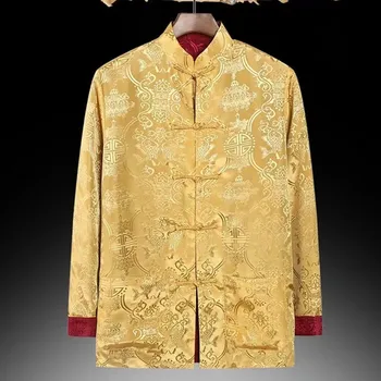 Китайская Традиционная Форменная Верхняя Рубашка для Кунг-фу для Мужчин, Пиджак для Костюма Тан, Мужской Пиджак По Два С Каждой Стороны К Низу Рубашек