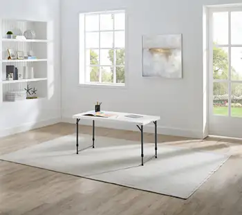 Складной стол-подставки Складной стол с регулируемой высотой 4 фута, белый гранит
