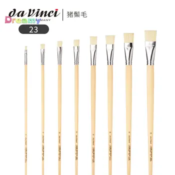 Кисть Da Vinci Series 23, яркая плоская белая китайская щетина с деревянной ручкой, отлично подходит для рисования масляными и акриловыми красками