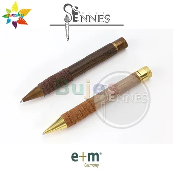 Оригинальная Германия e + m 6112 Меланжевая шариковая ручка из натуральной кожи в стиле Пайк, Черный дуб, Орех, Офисная ручка для подписи, Канцелярские принадлежности