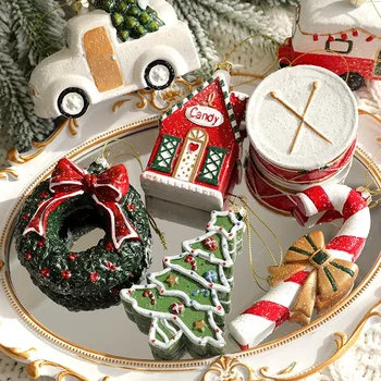 Рождественская подвеска, автомобиль, дом, гирлянда в виде снеговика, расписной шар, Рождественская елка, Декоративный декор для Рождественской елки, Рождественский подарочный пакет
