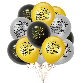10 шт./компл. 2024 2023 2022 Новогодняя вечеринка с латексными воздушными шарами Украшение для вечеринки с Новым годом Набор воздушных шаров с Новым годом