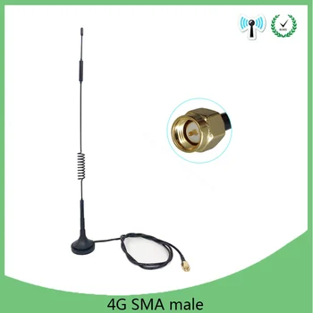 Grandwisdom 20шт 3G4G LTE Антенна 10dbi SMA Штекерная Антенна 698-960/1700-2700 МГц IOT магнитное основание 3 м Прозрачная Присоска Antena