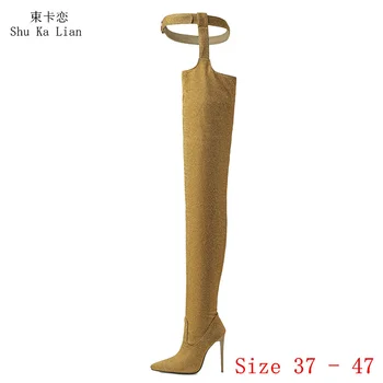 Pole Dance- это сексуальная обувь, женские сапоги выше колена, женские сапоги на высоком каблуке, сверхдлинные сапоги до бедра, большие размеры 37-47