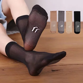 10 Пар женских прозрачных шелковых носков, невидимые противоскользящие ультратонкие носки средней длины, дышащие короткие носки с защитой от зацепления, быстрая отправка
