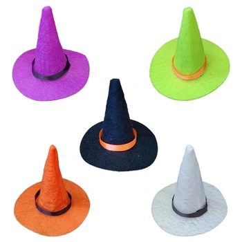 Мини-шляпы ведьм и мини-метла Маленькие шляпы ведьм для поделок своими руками Декоративные мини-шляпы ведьм принадлежности для поделок своими руками