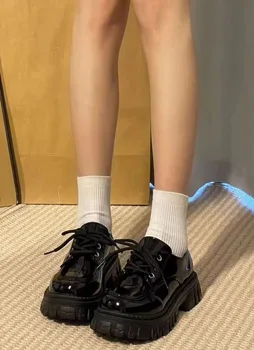 Маленькие туфли для женщин, новинка осени 2024 года, британский стиль, универсальные увеличивающие рост круглые туфли Mary Jane, японские туфли jk
