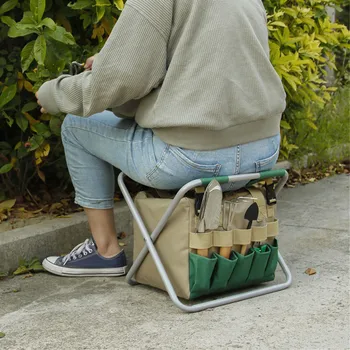 Универсальный набор садовых инструментов, стул, складной табурет с сумкой, органайзер для садовых инструментов с карманами для использования садовником