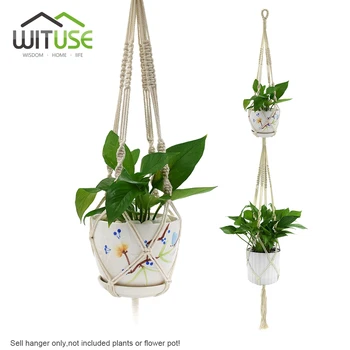 wituse подвесная вешалка для растений макраме, держатель плантатора, корзина для садового цветочного горшка, внутреннее наружное украшение, хлопчатобумажная веревка, 3 типа