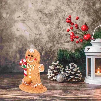 Рождественские Центральные украшения, Мультяшный Рождественский Миниатюрный Пряничный человечек, настольный ребенок из смолы для декоративного стола