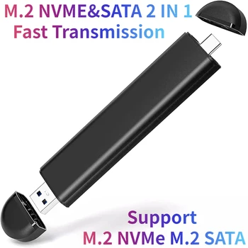 Корпус твердотельного накопителя M2 M.2 к USB 3.1 Gen 2 Корпус Твердотельного накопителя NVMe 2в1 Твердотельный Адаптер для чтения для Nvme PCIE M Key/NGFF SATA B (B + M) Key SDD