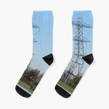 Носки Electricity Pylon с принтом, Чулки, компрессионные мужские носки Argentina, Роскошные брендовые женские